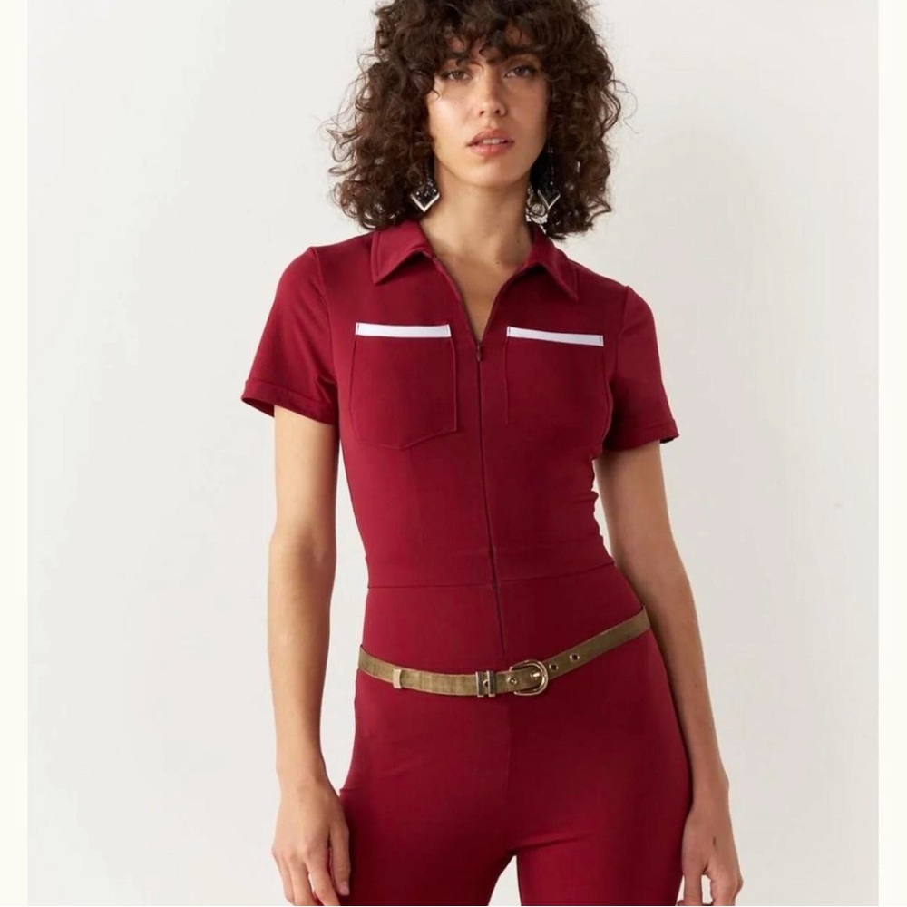 Peachy Den Red Jumpsuit